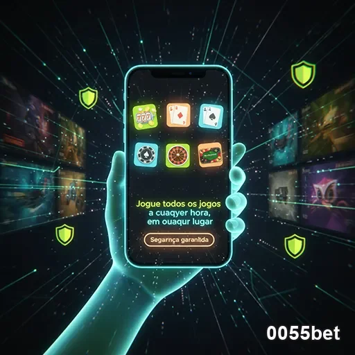 A imagem mostra uma pessoa jogando no celular com segurança na 0055bet, destacando privacidade e confiança no casino móvel
